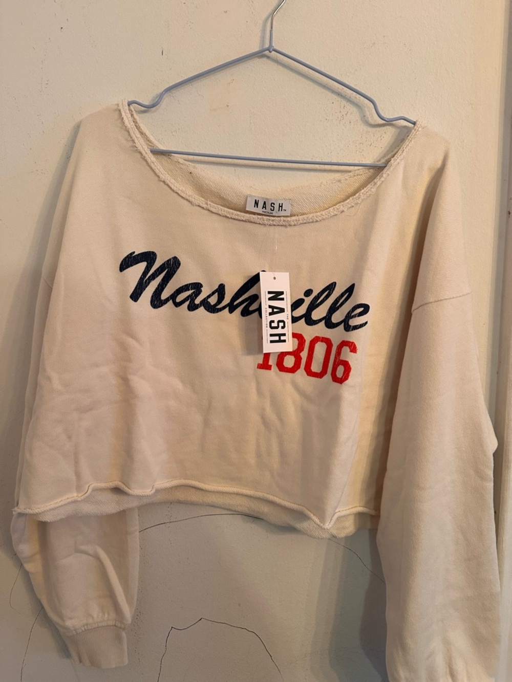 NWT | NASH | Cropped Sweatshirt | Boat Neck | Nashville Nights | Western Rodeo - Picture 3 of 4